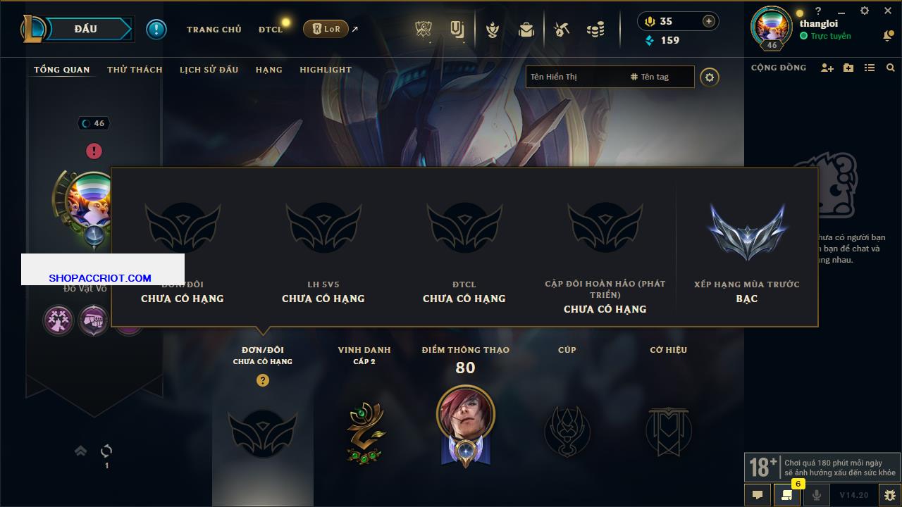 Acc Liên Minh Huyền Thoại/Đấu Trường Chân lý mã số 5265