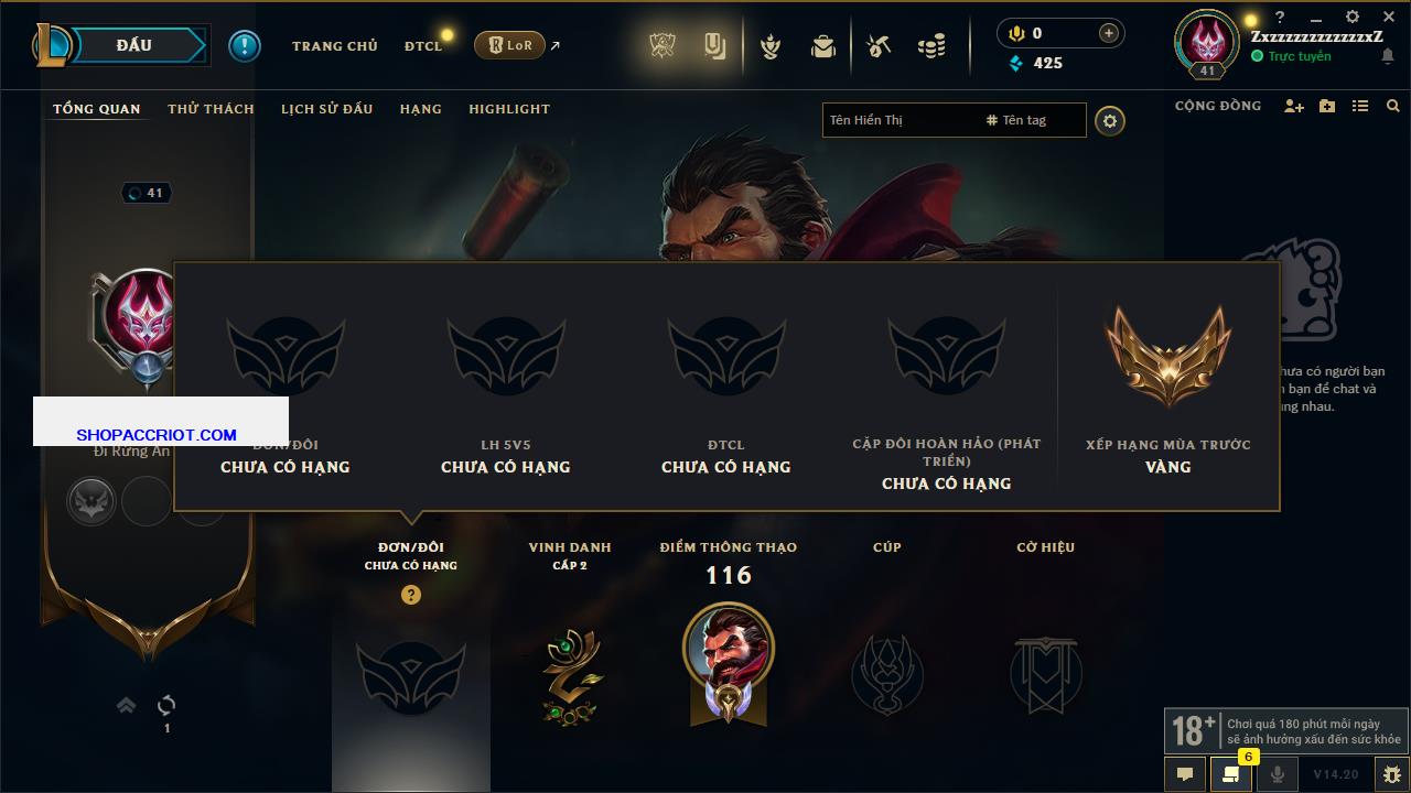 Acc Liên Minh Huyền Thoại/Đấu Trường Chân lý mã số 5635