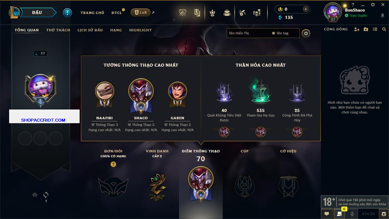 Acc Liên Minh Huyền Thoại/Đấu Trường Chân lý mã số 5644