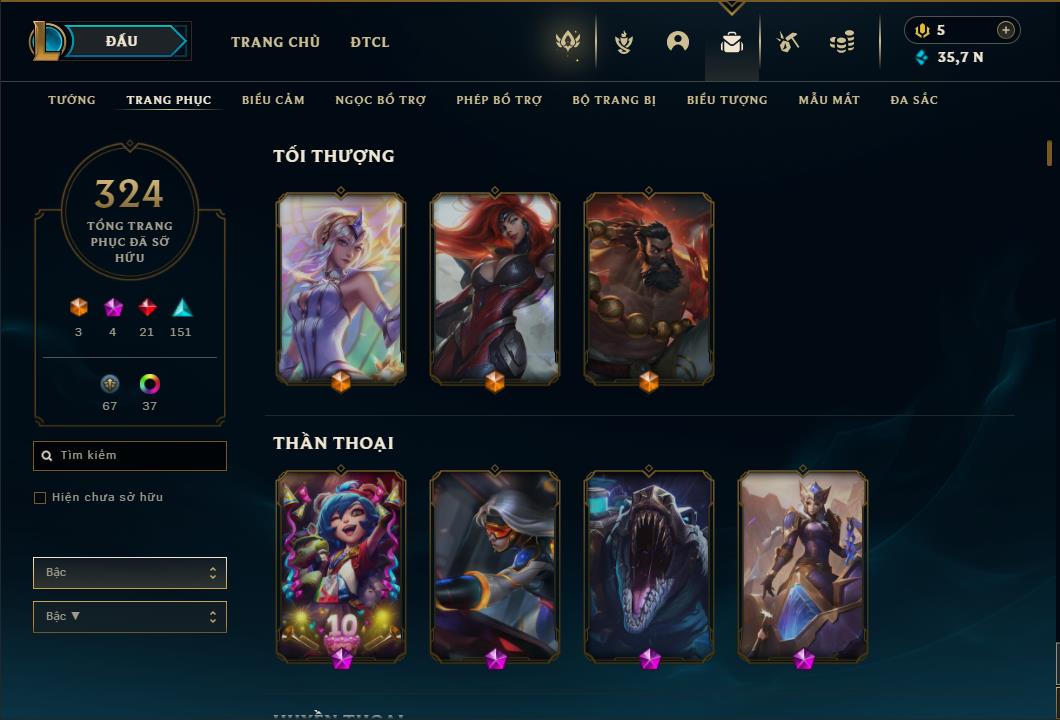 Acc Liên Minh Huyền Thoại/Đấu Trường Chân lý mã số 6415