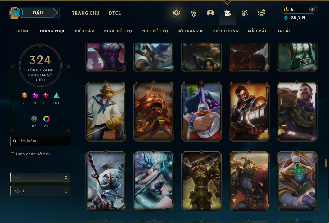 Acc Liên Minh Huyền Thoại/Đấu Trường Chân lý mã số 6415