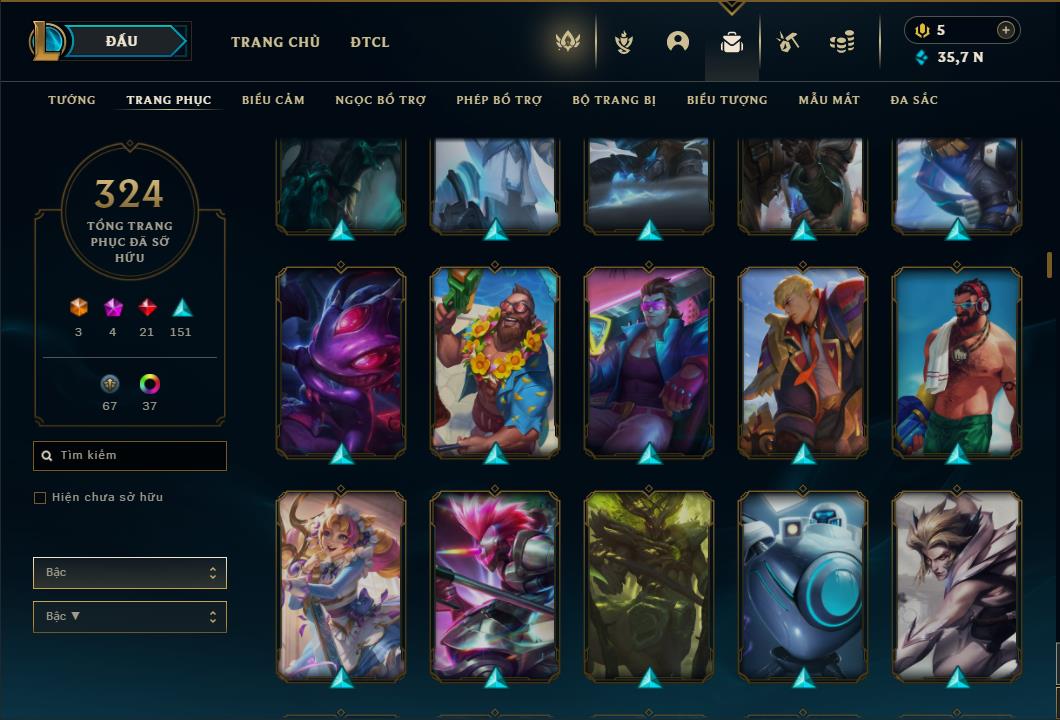 Acc Liên Minh Huyền Thoại/Đấu Trường Chân lý mã số 6415