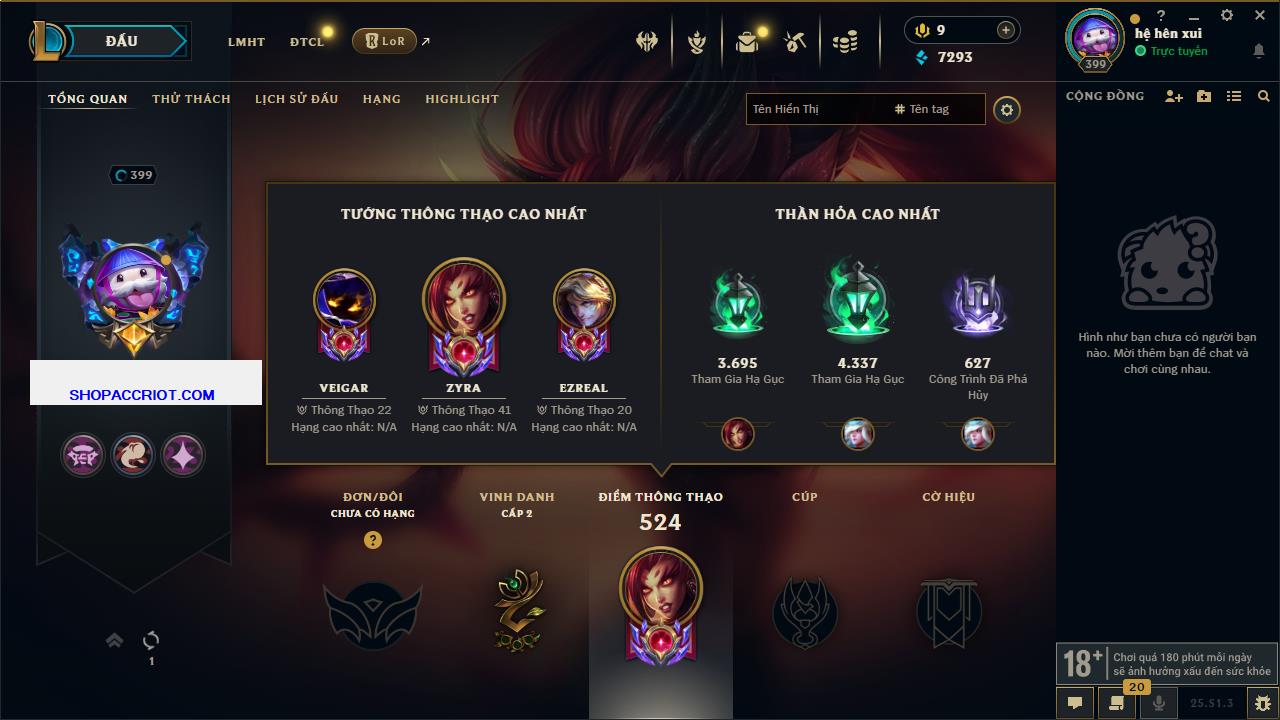 Acc Liên Minh Huyền Thoại/Đấu Trường Chân lý mã số 6417