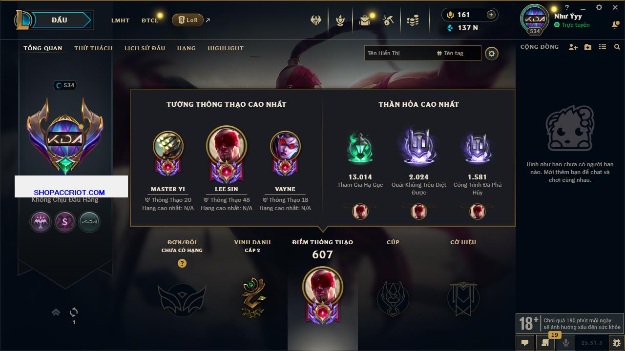 Acc Liên Minh Huyền Thoại/Đấu Trường Chân lý mã số 6422