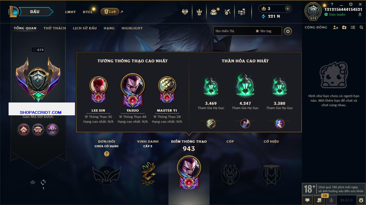 Acc Liên Minh Huyền Thoại/Đấu Trường Chân lý mã số 6424