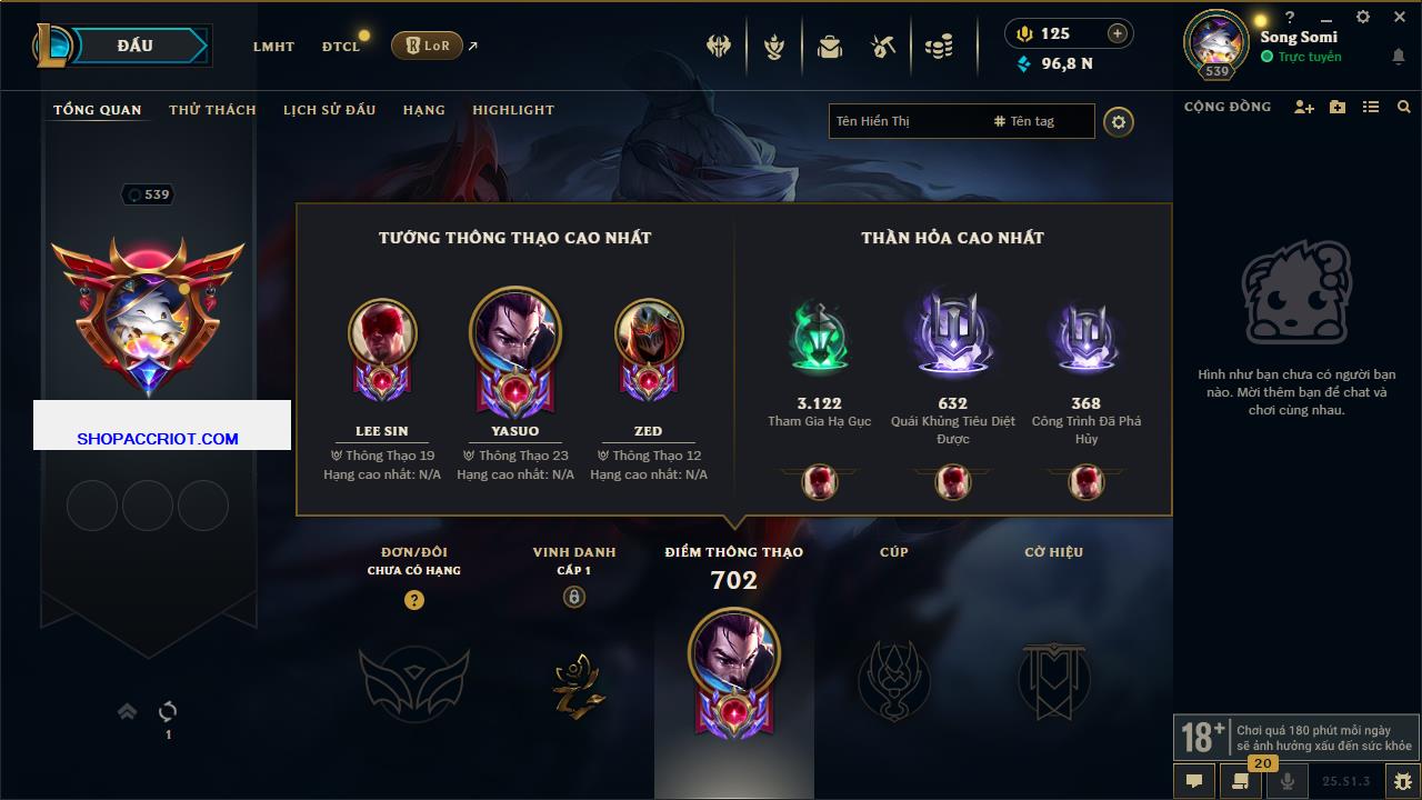 Acc Liên Minh Huyền Thoại/Đấu Trường Chân lý mã số 6425