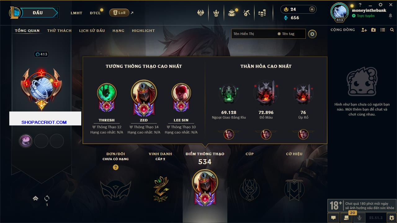 Acc Liên Minh Huyền Thoại/Đấu Trường Chân lý mã số 6428