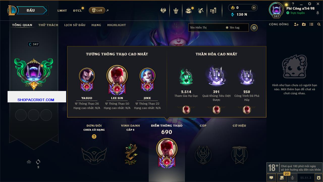 Acc Liên Minh Huyền Thoại/Đấu Trường Chân lý mã số 6429