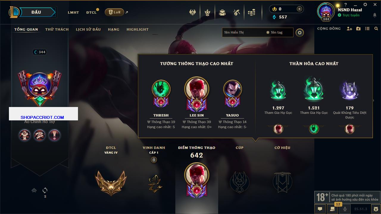 Acc Liên Minh Huyền Thoại/Đấu Trường Chân lý mã số 6431