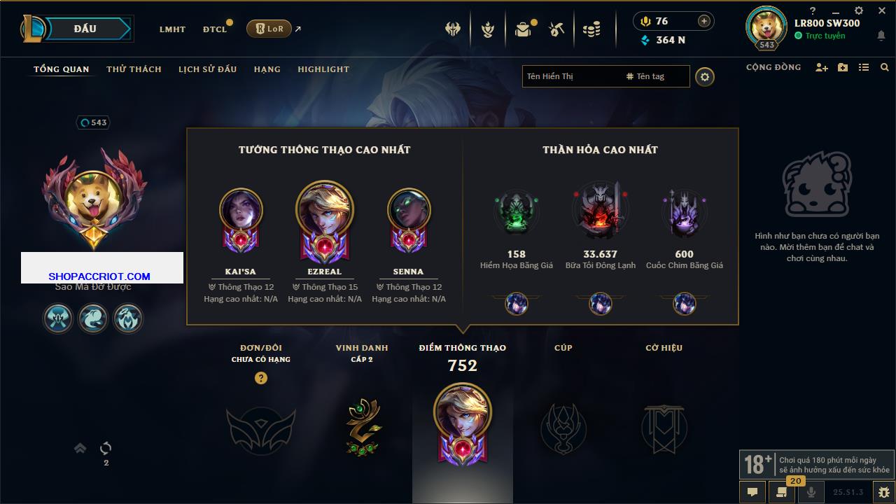 Acc Liên Minh Huyền Thoại/Đấu Trường Chân lý mã số 6432