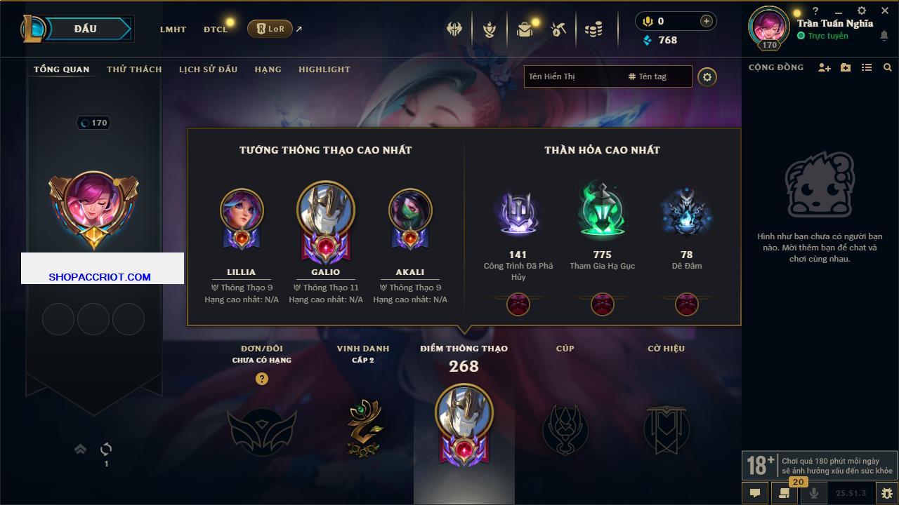 Acc Liên Minh Huyền Thoại/Đấu Trường Chân lý mã số 6435