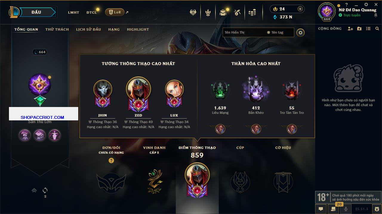 Acc Liên Minh Huyền Thoại/Đấu Trường Chân lý mã số 6441