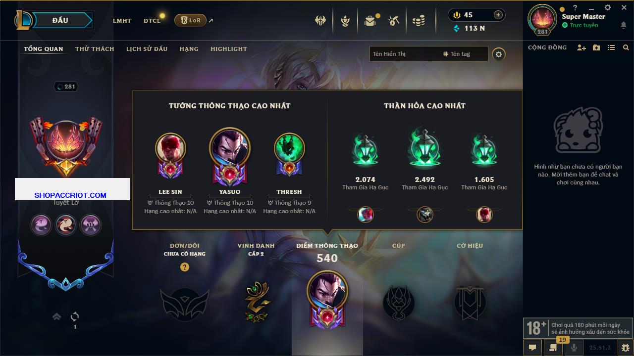 Acc Liên Minh Huyền Thoại/Đấu Trường Chân lý mã số 6442