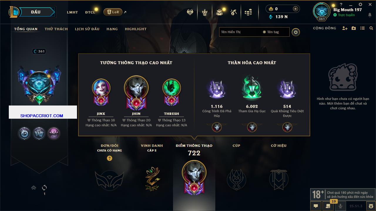 Acc Liên Minh Huyền Thoại/Đấu Trường Chân lý mã số 6446