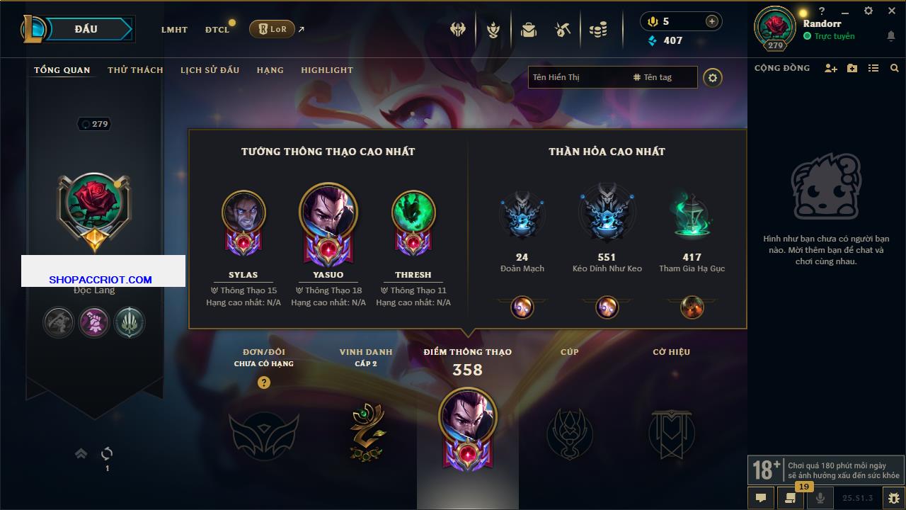 Acc Liên Minh Huyền Thoại/Đấu Trường Chân lý mã số 6447