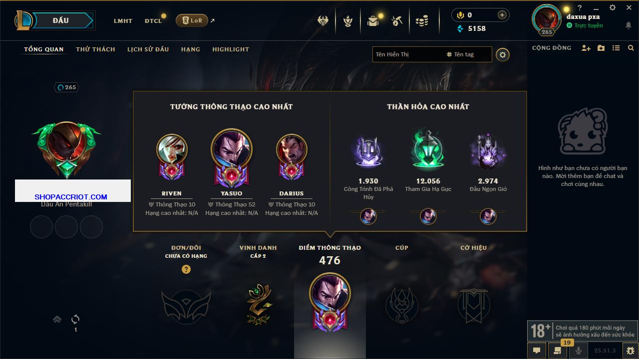 Acc Liên Minh Huyền Thoại/Đấu Trường Chân lý mã số 6449