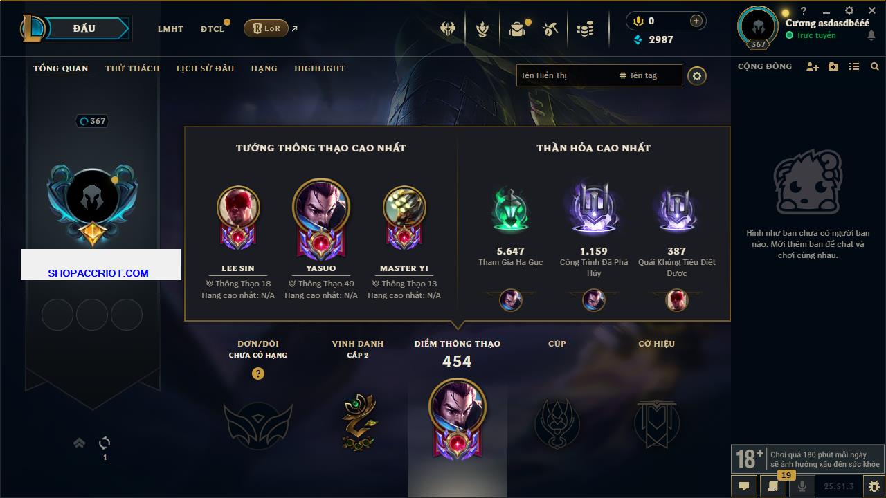 Acc Liên Minh Huyền Thoại/Đấu Trường Chân lý mã số 6452