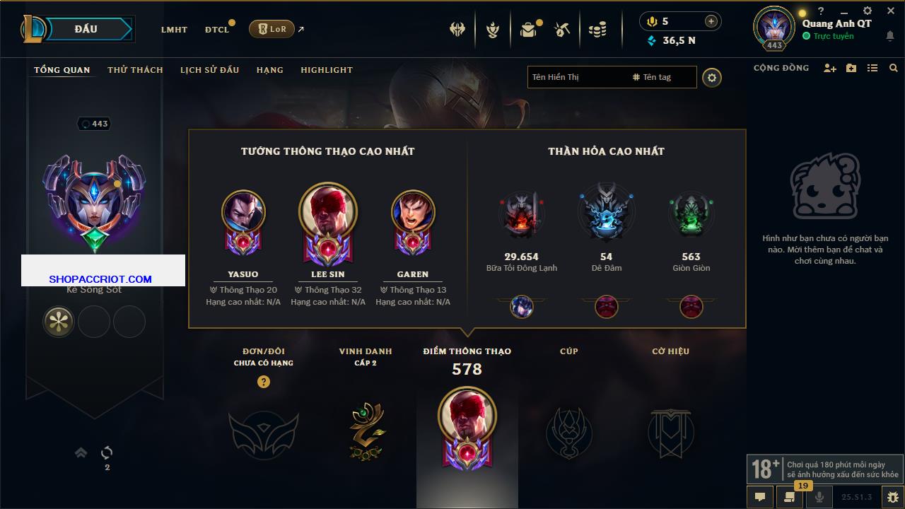 Acc Liên Minh Huyền Thoại/Đấu Trường Chân lý mã số 6453