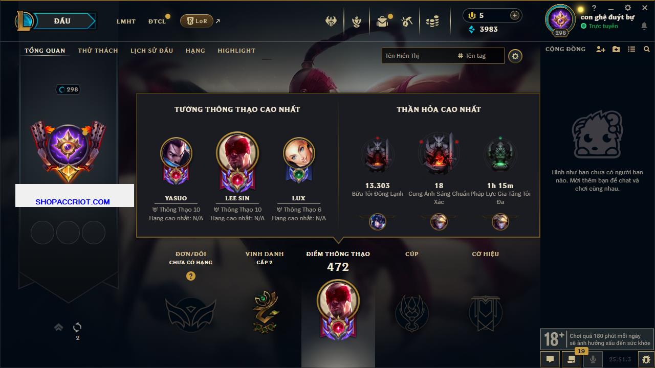 Acc Liên Minh Huyền Thoại/Đấu Trường Chân lý mã số 6458