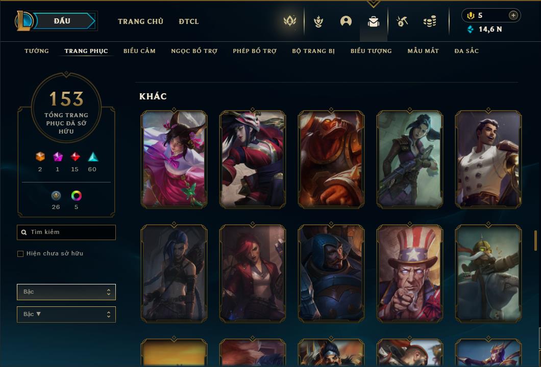 Acc Liên Minh Huyền Thoại/Đấu Trường Chân lý mã số 6459