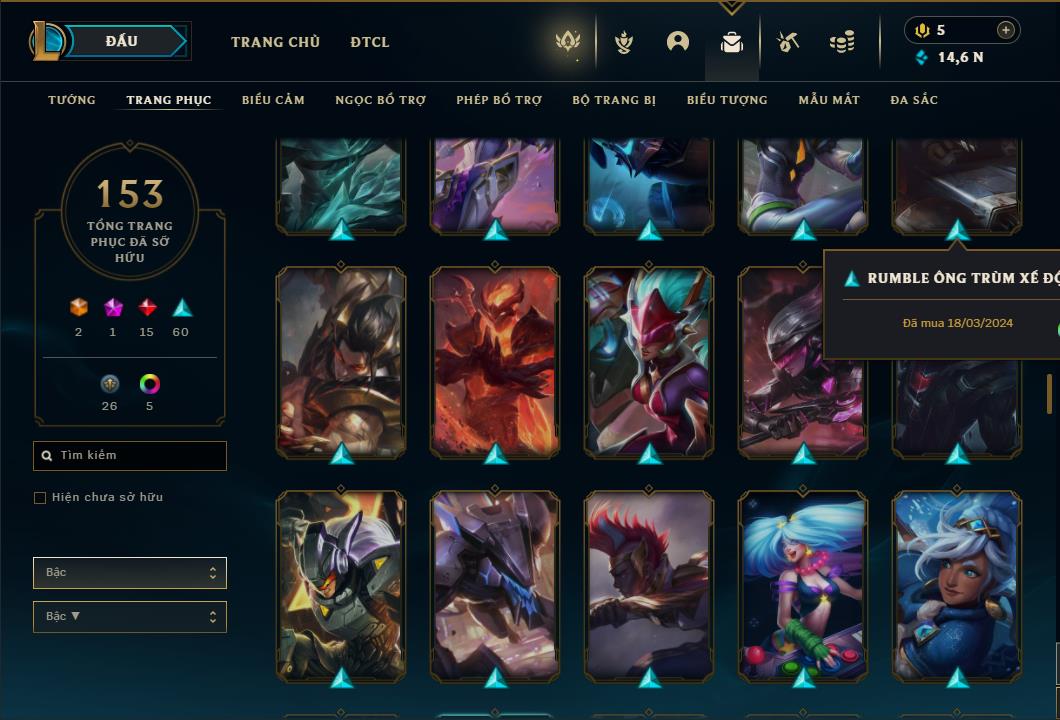 Acc Liên Minh Huyền Thoại/Đấu Trường Chân lý mã số 6459