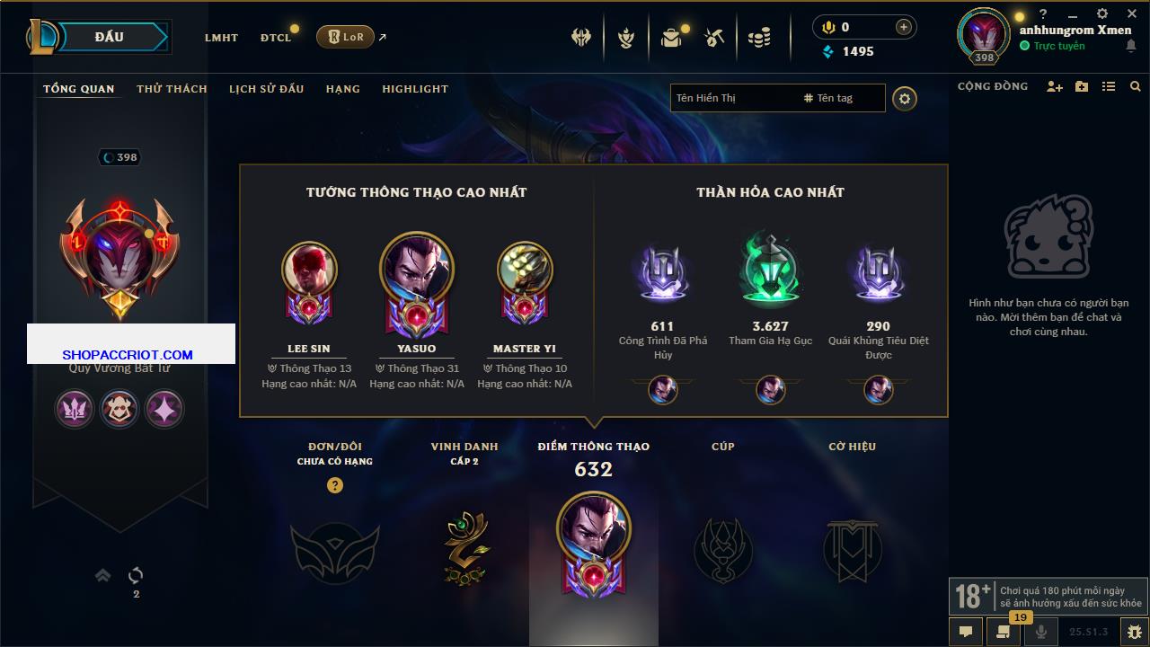 Acc Liên Minh Huyền Thoại/Đấu Trường Chân lý mã số 6460