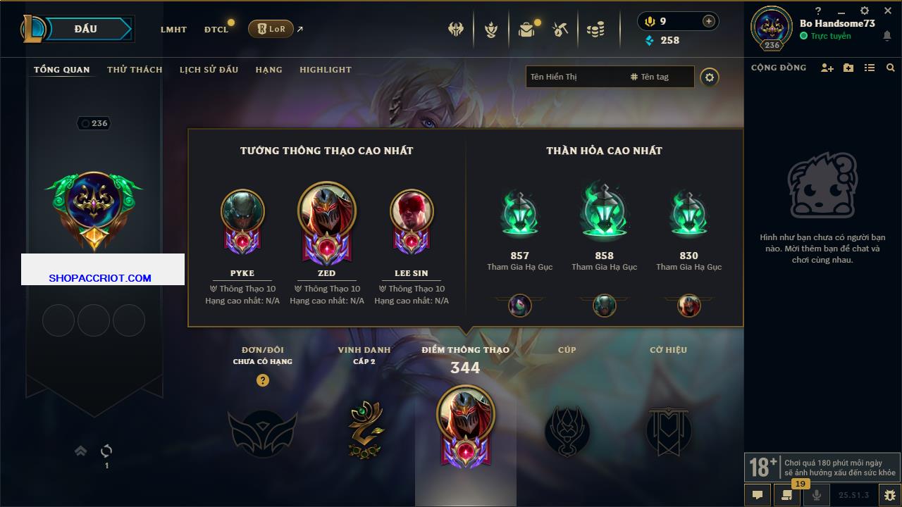 Acc Liên Minh Huyền Thoại/Đấu Trường Chân lý mã số 6461