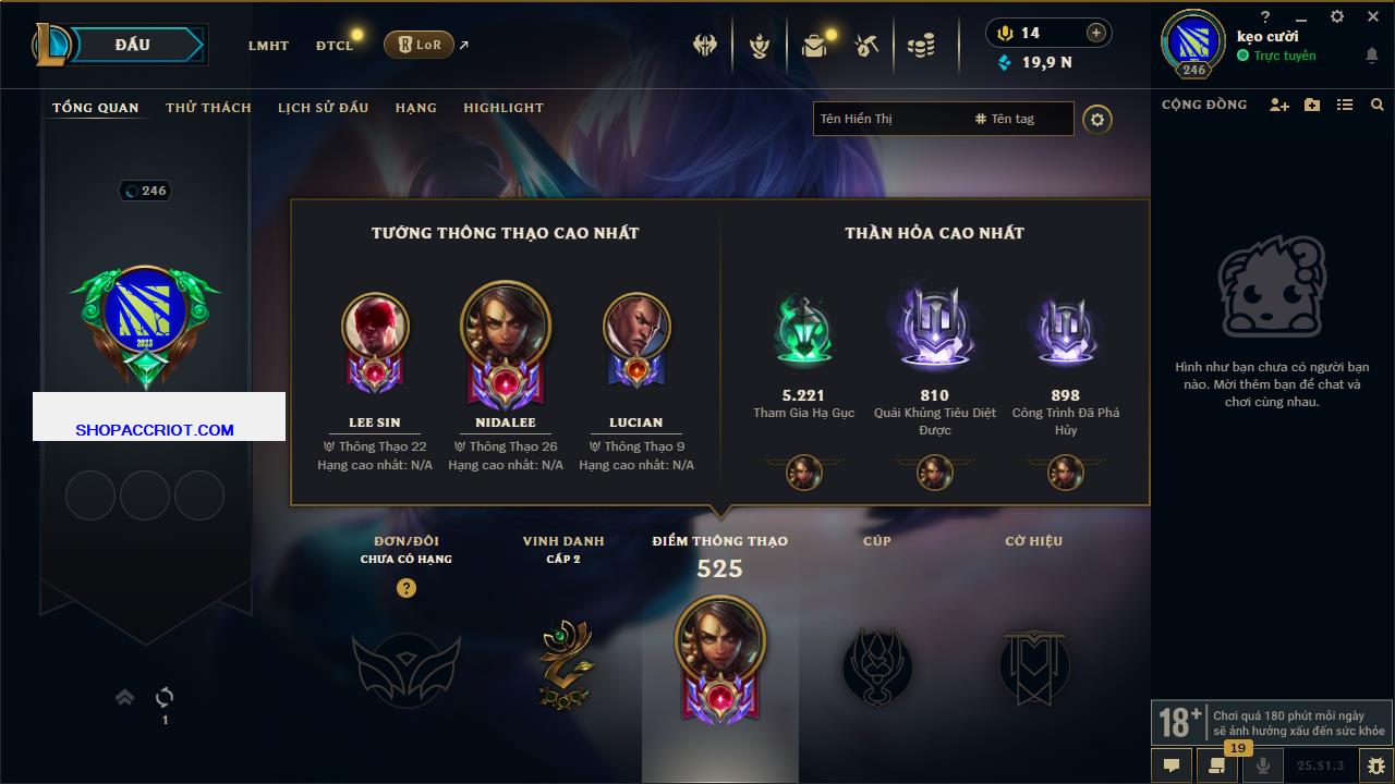 Acc Liên Minh Huyền Thoại/Đấu Trường Chân lý mã số 6466