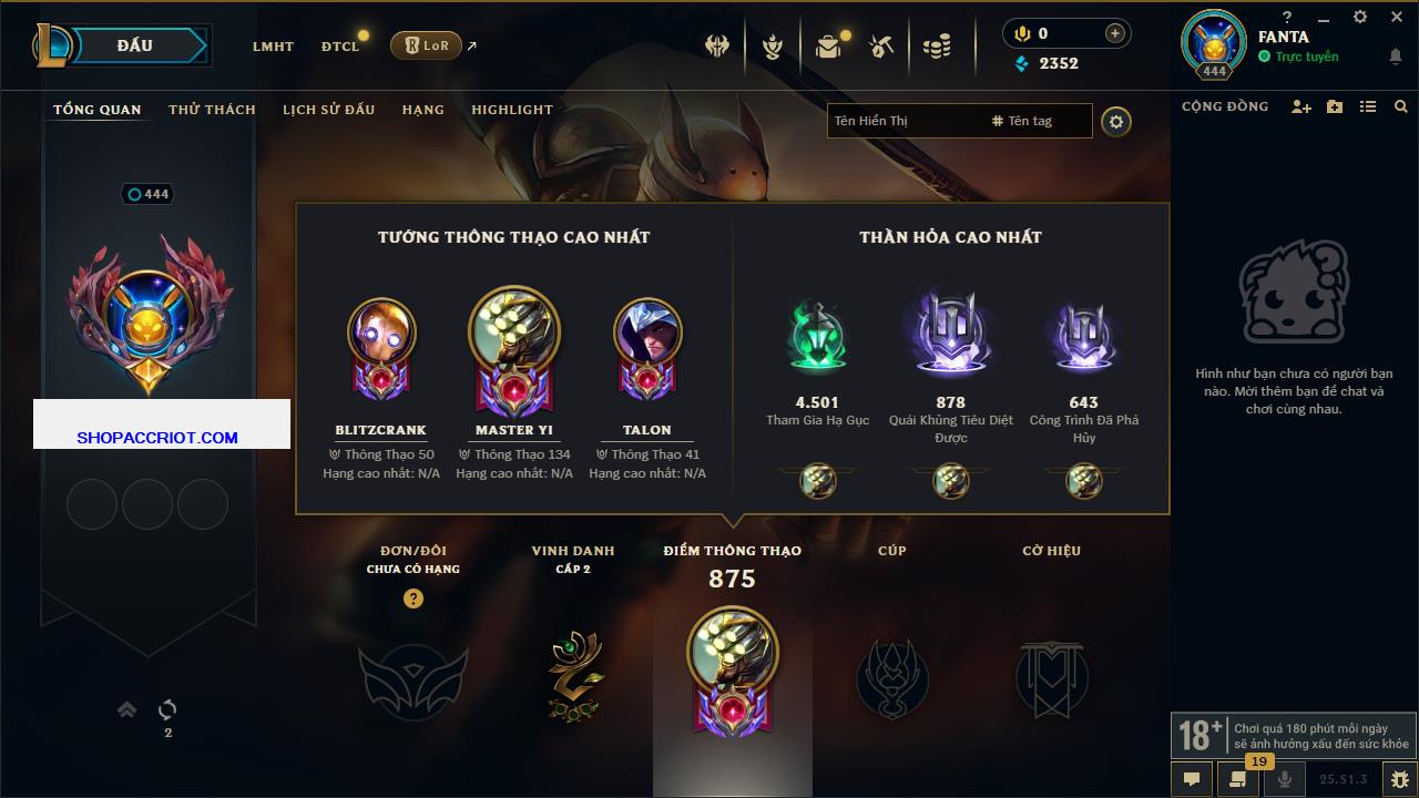 Acc Liên Minh Huyền Thoại/Đấu Trường Chân lý mã số 6469