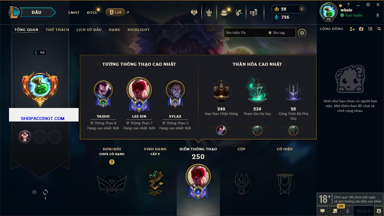 Acc Liên Minh Huyền Thoại/Đấu Trường Chân lý mã số 6471