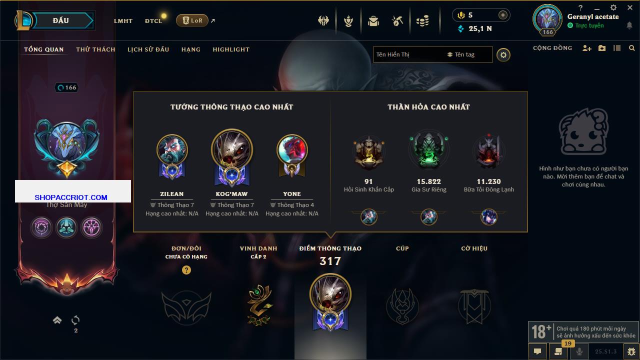 Acc Liên Minh Huyền Thoại/Đấu Trường Chân lý mã số 6479