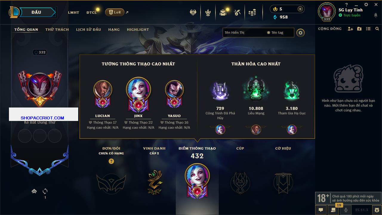 Acc Liên Minh Huyền Thoại/Đấu Trường Chân lý mã số 6482