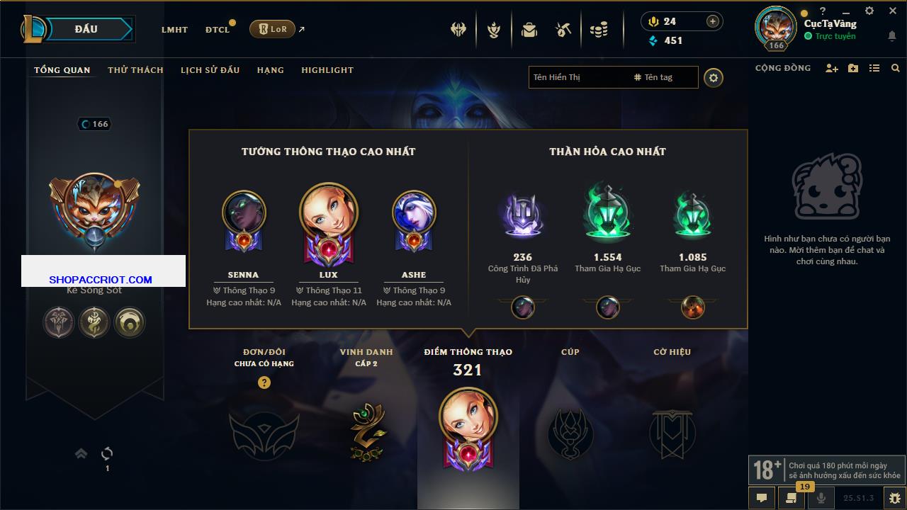 Acc Liên Minh Huyền Thoại/Đấu Trường Chân lý mã số 6483