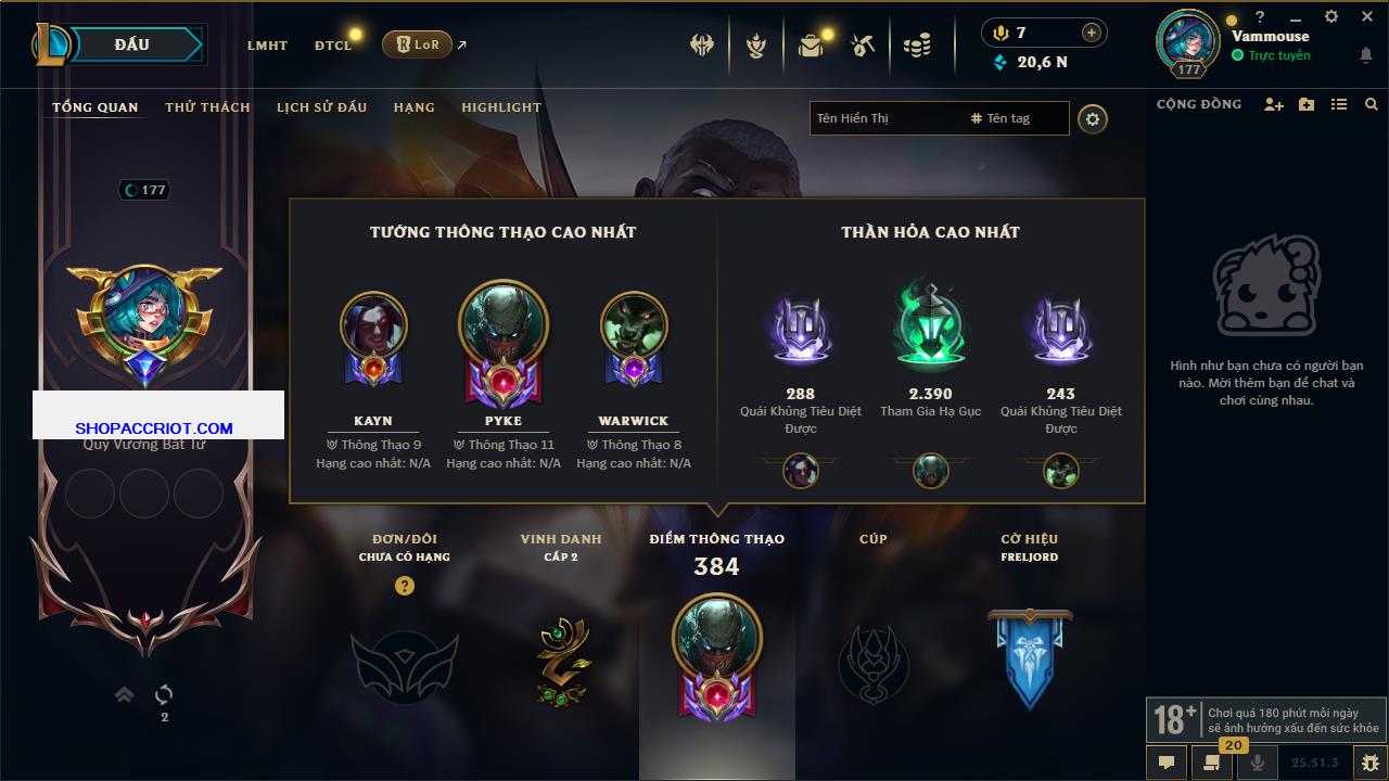 Acc Liên Minh Huyền Thoại/Đấu Trường Chân lý mã số 6487