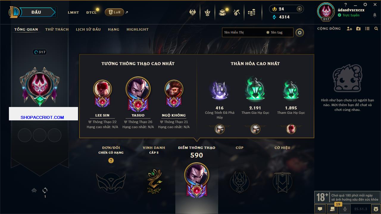 Acc Liên Minh Huyền Thoại/Đấu Trường Chân lý mã số 6496