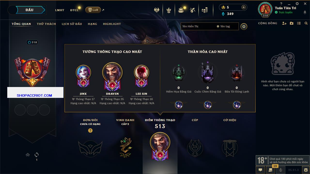 Acc Liên Minh Huyền Thoại/Đấu Trường Chân lý mã số 6498