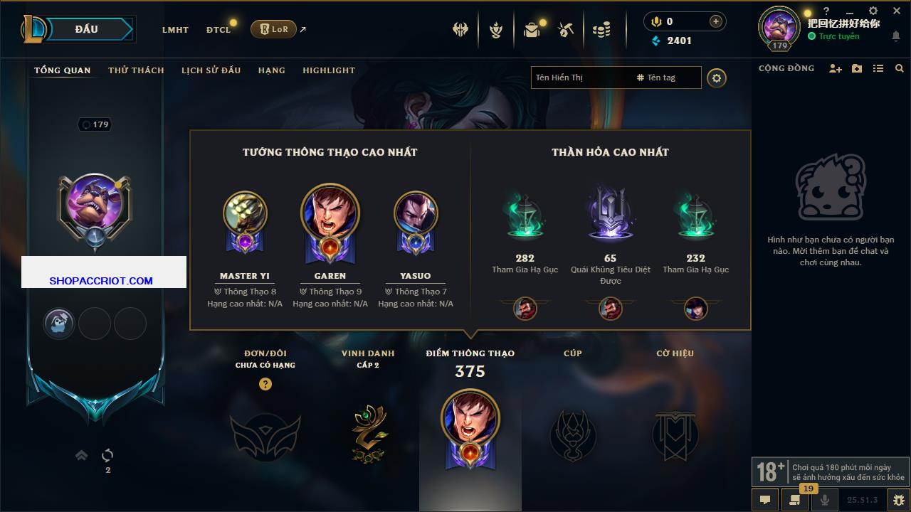 Acc Liên Minh Huyền Thoại/Đấu Trường Chân lý mã số 6501