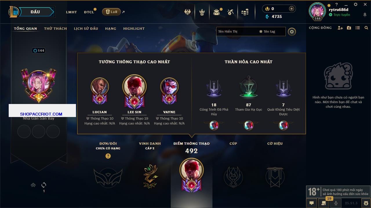 Acc Liên Minh Huyền Thoại/Đấu Trường Chân lý mã số 6502