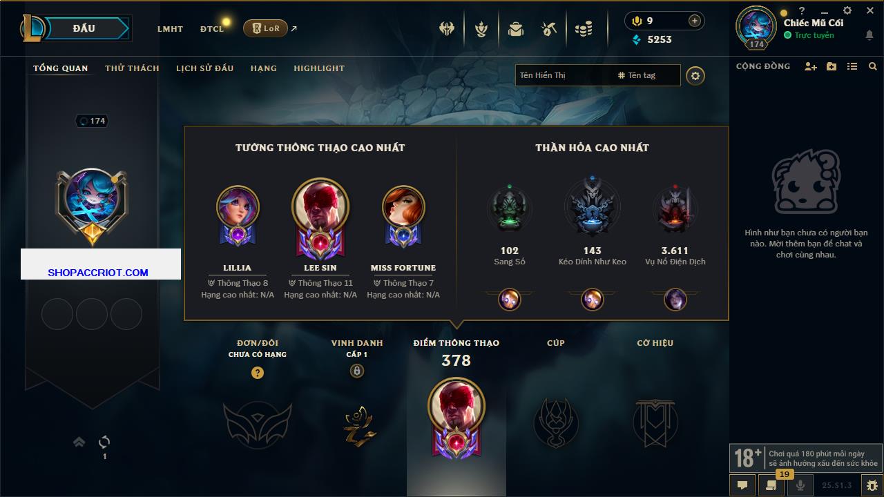 Acc Liên Minh Huyền Thoại/Đấu Trường Chân lý mã số 6504