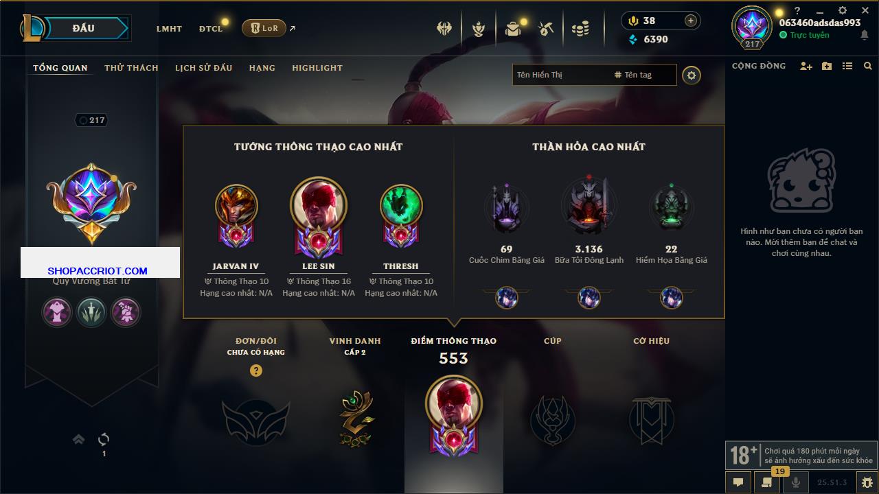 Acc Liên Minh Huyền Thoại/Đấu Trường Chân lý mã số 6507