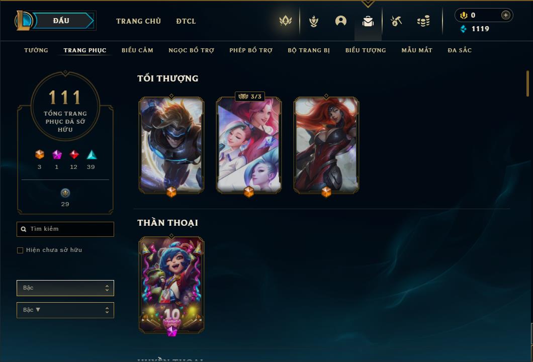 Acc Liên Minh Huyền Thoại/Đấu Trường Chân lý mã số 6510