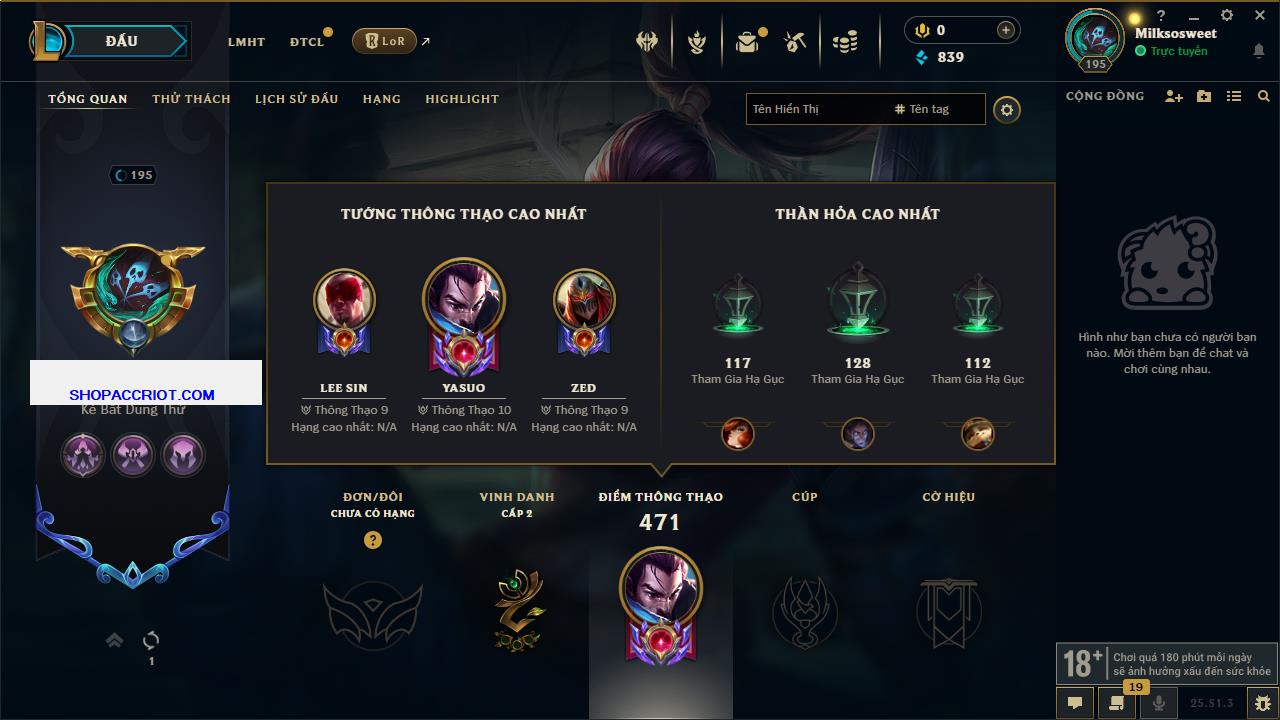 Acc Liên Minh Huyền Thoại/Đấu Trường Chân lý mã số 6511