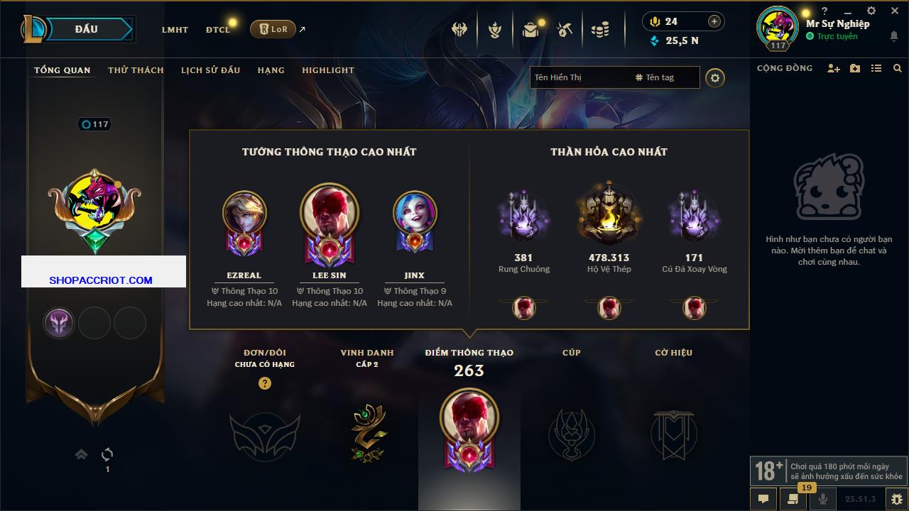 Acc Liên Minh Huyền Thoại/Đấu Trường Chân lý mã số 6514