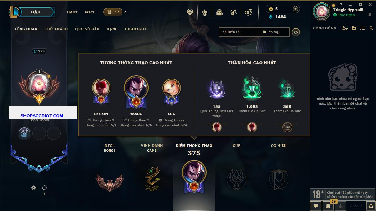 Acc Liên Minh Huyền Thoại/Đấu Trường Chân lý mã số 6527