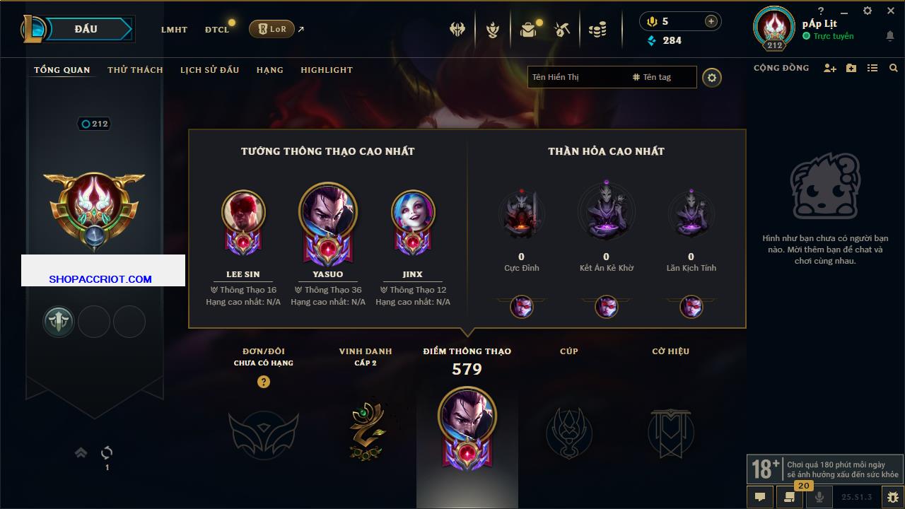 Acc Liên Minh Huyền Thoại/Đấu Trường Chân lý mã số 6529