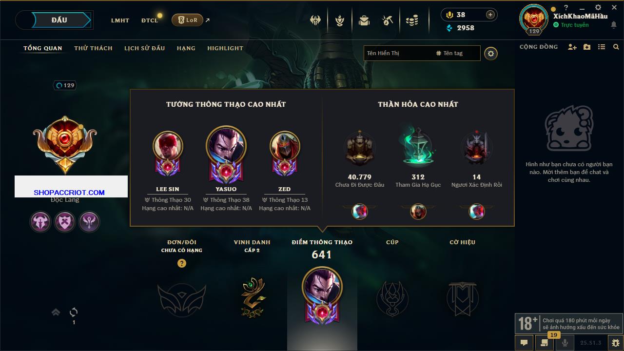 Acc Liên Minh Huyền Thoại/Đấu Trường Chân lý mã số 6530