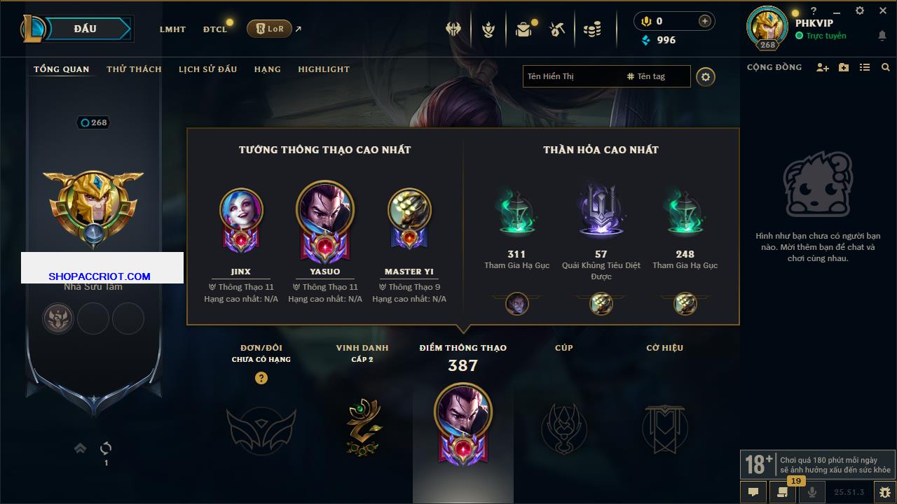 Acc Liên Minh Huyền Thoại/Đấu Trường Chân lý mã số 6536