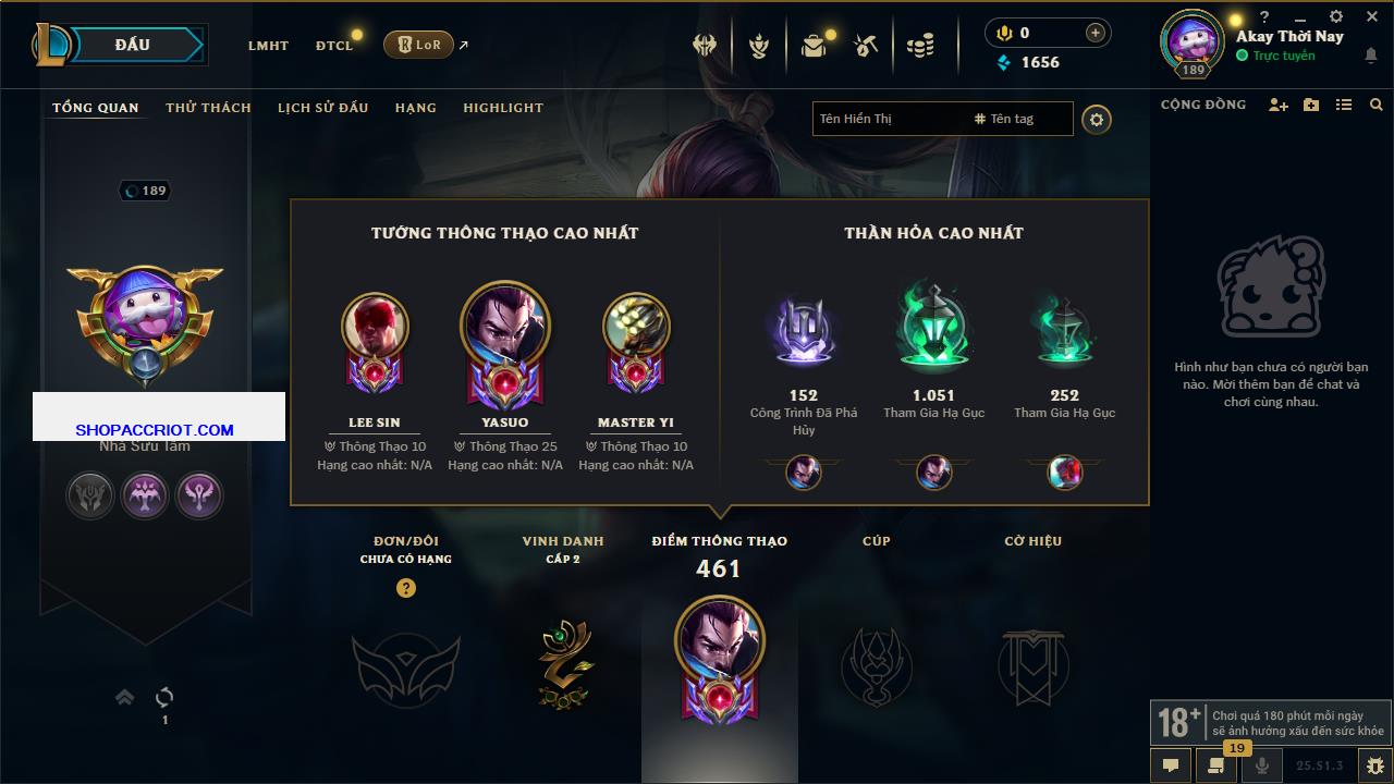 Acc Liên Minh Huyền Thoại/Đấu Trường Chân lý mã số 6538