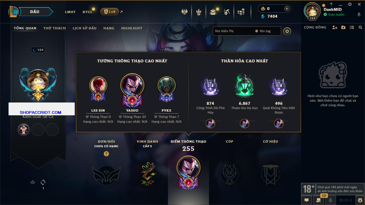 Acc Liên Minh Huyền Thoại/Đấu Trường Chân lý mã số 6547