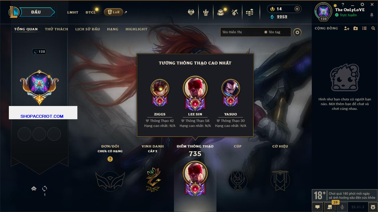 Acc Liên Minh Huyền Thoại/Đấu Trường Chân lý mã số 6548